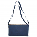 10015- NAVY PU LEATHER TRI POCKET CLUTCH / CROSS BODY BAG